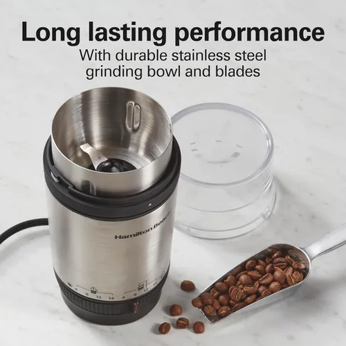 Vista 12 de Hamilton Beach Molinillo de café eléctrico Custom Grind para 4 a 14 tazas, operación de una pulsación sin usar las manos con apagado automático