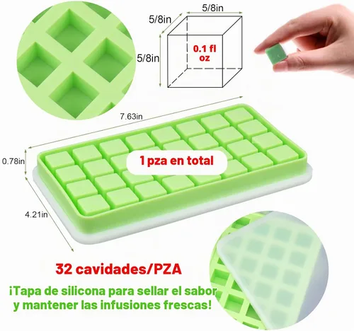 Vista 2 de AIERSA Moldes de Silicona para Cubos de Aceite Infusionado con Hierbas, 1 Pieza Bandeja Mini de Dulces Gomitas de 32 Cavidades, Moldes Cuadrados