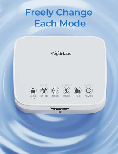 Vista 6 de HOGARLABS Deshumidificadores inteligentes de 50 pintas para el hogar y sótanos, con 3 modos de funcionamiento, protección contra desbordamiento