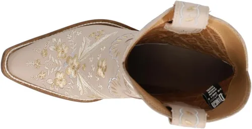 Vista 4 de Dingo - Botas con bordados florales de prímula para mujer, de punta triangular, tacón bajo de 1-2 pulgadas, color negro