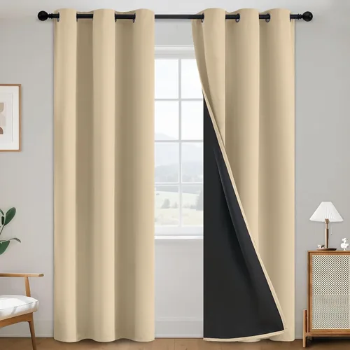 Vista 13 de SimpleHome - Cortinas opacas 100% para recámara, cortinas de ventana con ojales beige, con aislamiento térmico, cortinas de oscurecimiento
