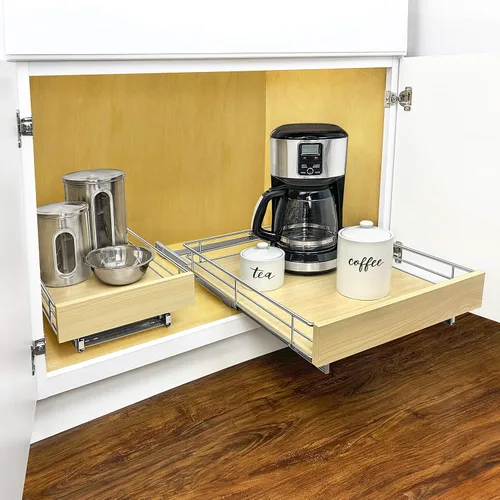 Vista 2 de LYNK PROFESSIONAL® SELECT™ Organizador de gabinete extraíble, cajones deslizantes de 11" x 21" para armarios de cocina - Estantes deslizantes