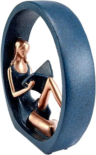 Vista 9 de EKDJKK Estatuilla de resina leyendo un libro, estantería de yoga para niña, decoración estética, escultura, pieza de acento, esculturas artísticas