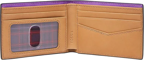 Vista 3 de Fossil Cartera de cuero delgada minimalista plegable con bolsillo frontal para hombre
