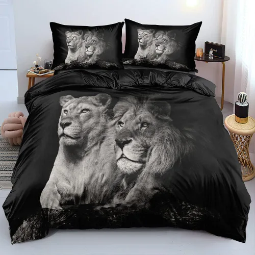 Vista 25 de Juego de funda de edredón con diseño de tigre blanco, tamaño individual, funda de edredón con estampado de animales salvajes, juego de ropa de cama