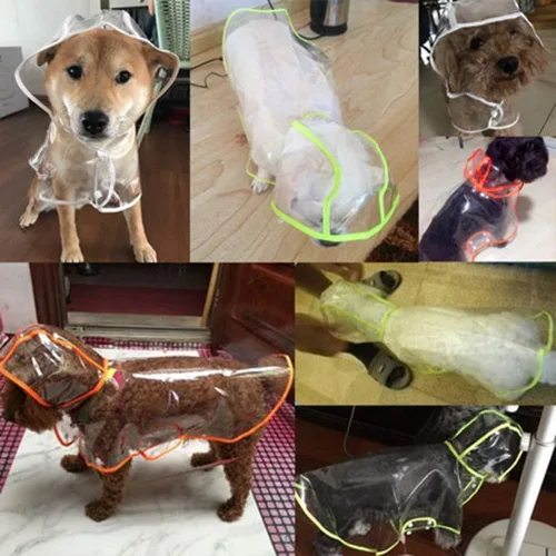 Vista 4 de Impermeable para mascotas, ropa impermeable para perros pequeños, chaqueta de lluvia para cachorros, poncho transparente, ropa de lluvia para perros