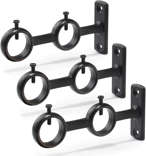 Vista 13 de Goowin Soporte doble para cortinero, 2 ganchos para sala de estar, dormitorio, cortinero (negro)