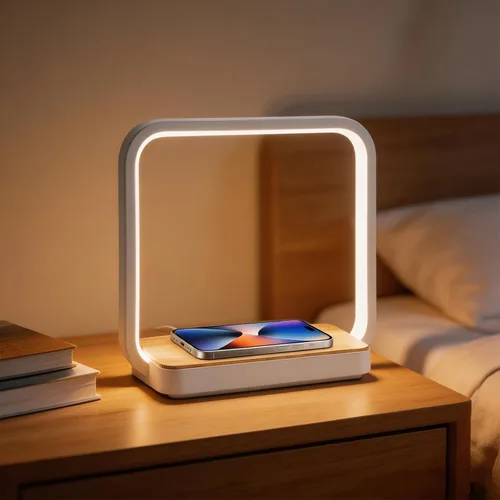 Vista 15 de WILIT Lámpara de mesita de noche con reloj despertador, lámpara táctil con cargador inalámbrico, luz nocturna para dormitorio, luz de despertar