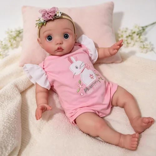 Vista 4 de iCradle Preciosa muñeca de bebé Reborn de 20 pulgadas, 19.7 in, de silicona suave, con ojos cerrados, muñeca recién nacida, regalo para mayores de 3