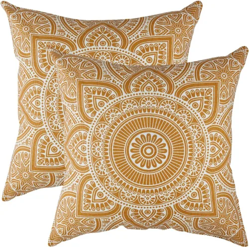 Vista 8 de TreeWool - Juego de 2 fundas para almohadas decorativas, diseño caleidoscopio, almohadas de cojín, cubierta deslizante para almohada y para el sofá