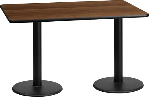Vista 6 de Flash Furniture Mesa rectangular laminada negra de 30 x 60 pulgadas con bases de altura de mesa redonda de 18 pulgadas