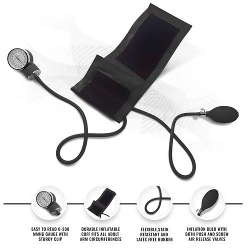 Vista 4 de ASA TECHMED Kit básico de enfermería para el trabajo, estetoscopio, monitor de presión arterial, otoscopio, diapasones y más. Kit médico de 18 Negro