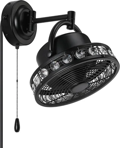 Vista 4 de Parrot Uncle Ventilador de pared de 10 pulgadas, ventilador de pared con brazo oscilante y plegable, diseño silencioso que ahorra espacio, dirección