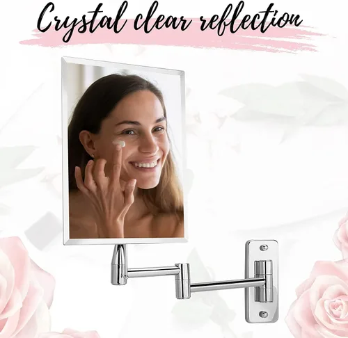 Vista 5 de MIRRORVANA Espejo de pared sin marco para baño con extensión giratoria de 11 pulgadas, sin aumento, superficie rectangular de 8.7 x 6.3 pulgadas