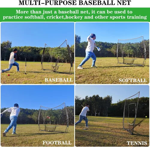 Vista 3 de 7x7FT Baseball Net for Any Skill Level Players to Batting&Hitting&Pitching Complete Set-Net&Carry Bag&Ground Stake(Stable&Portable);Tear-resistant