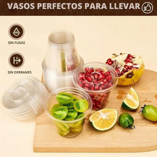 Vista 5 de YEEHAW Paquete de 50 vasos de plástico transparente de 9 onzas con tapas planas, vasos desechables con tapas con ranura para pajita para bebidas