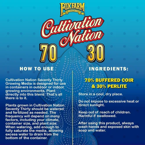 Vista 6 de FoxFarm Cultivation Nation 70:30 Medios de cultivo, 2 pies cúbicos - Mezcla de fibra de coco y perlita - Proporciona aireación y drenaje, uso