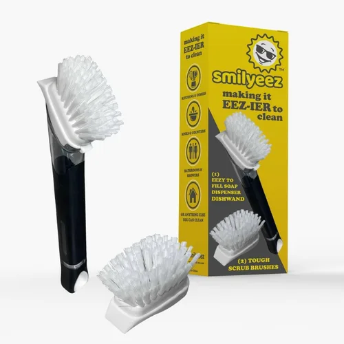 Vista 5 de El mango sonriente original con dispensador de jabón de Smilyeez para el combo de esponja sonriente y Smilyeez Dishwand (negro)