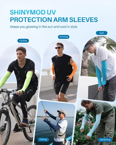 Vista 6 de Mangas para brazo, para hombres o mujeres. Para calentar o refrescar. Guantes de Compresión con factor de protección de los rayos ultravioleta UPF