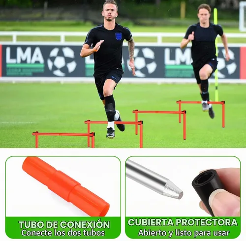 Vista 5 de TOBWOLF 6PCS 6FT Adjustable Soccer Agility Training Poles Naranja (postes verticales u obstáculos horizontales)
