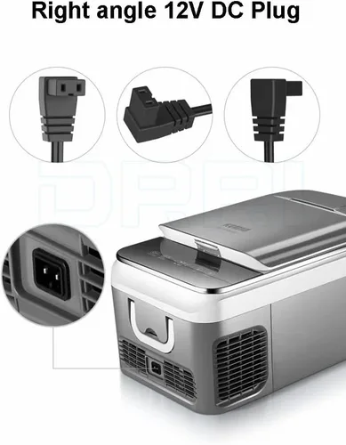 Vista 5 de Compresor portátil de ángulo recto de 12 V CC, mini refrigeradores de automóvil, cable de alimentación termoeléctrico universal para automóvil