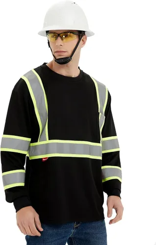 Vista 5 de ProtectX Camisas de manga larga de alta visibilidad, camiseta de seguridad reflectante de alta visibilidad para hombres y mujeres, camisa