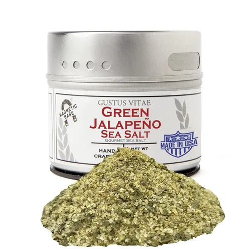 Vista 11 de Gustus Vitae - Sal marina de ajo y albahaca - Sin OMG - Lata magnética - 2.5 onzas - Auténtica mezcla de condimentos gourmet y especias artesanales