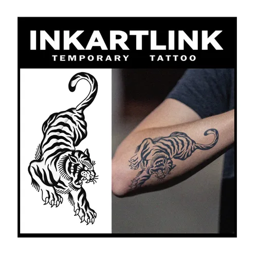 Vista 11 de INKARTLINK Tattoo Tech, 2 hojas de tatuaje semipermanente mediano, tatuajes temporales de diseño artístico para adultos, dura 1-2 semanas