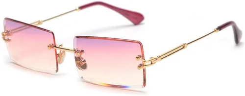 Vista 2 de MINCL - Gafas de sol rectangulares pequeñas para mujer, ultraligeras, color caramelo, sin marco