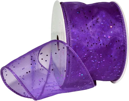 Vista 4 de Morex Ribbon Organza con alambre de gasa con purpurina, 2-1/2 pulgadas por 10 yardas, color cereza