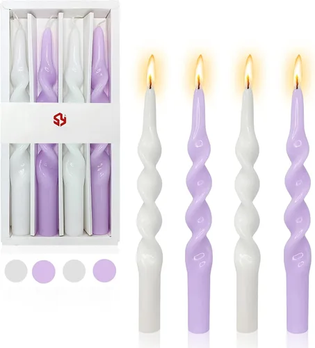 Vista 16 de SM101 - Vela cónica roja, velas en espiral de 10 pulgadas, velas largas cónicas sin goteo para cena, mesa de comedor, boda, fiesta, fiesta, Rojo