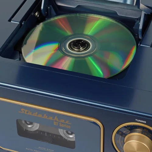 Vista 4 de Reproductor de CD estéreo portátil con Bluetooth, radio estéreo AM/FM y reproductor/grabador de casete (color azul)