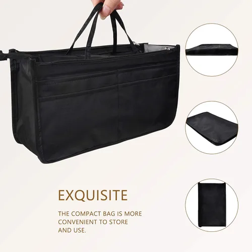 Vista 7 de Bolso de mano estilo cartera de Vercord para mujer con organizador incorporado, estampado bien definido, con manijas y cremallera, tamaño 2, Negro)