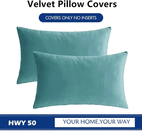 Vista 75 de HWY 50 fundas de almohada decorativas de terciopelo sólido para sofá, sala de estar., Terciopelo, gris, 20x20 pulgadas