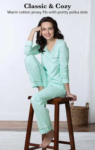 Vista 37 de PajamaGram Pijamas para mujer - Conjuntos de pijamas para mujer, camiseta sin botones, 100% algodón