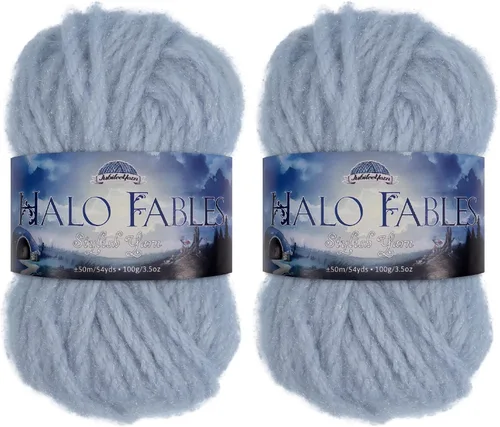 Vista 16 de JubileeYarn Halo Fables Yarn - 100g/Skein Bulky Polyester - North Wind Sun - 2 Skeins