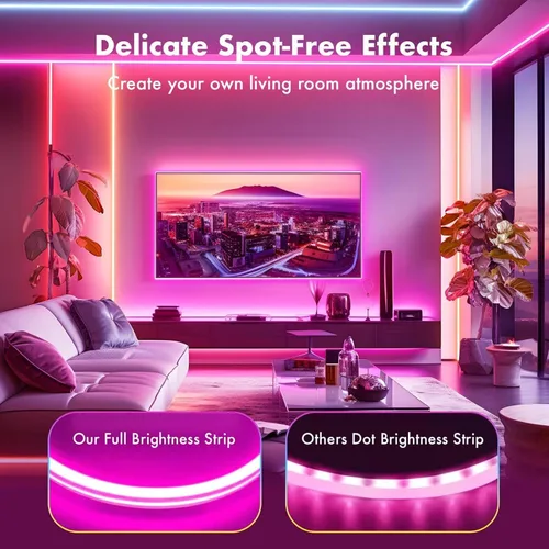 Vista 5 de Cuerda de luces LED de neón de 32.8 pies con aplicación/control remoto, diseño flexible de bricolaje, luces de neón de sincronización de música