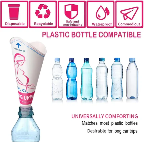 Vista 4 de JIURUN 30 unidades/50 unidades dispositivo desechable de orinación femenina, embudo portátil para orinar de pie desechable para mujeres, embudo