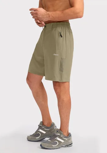 Vista 2 de Pudolla Pantalones cortos de senderismo para hombre, pantalones cortos de verano para viajes al aire libre para hombres con bolsillos con cremallera
