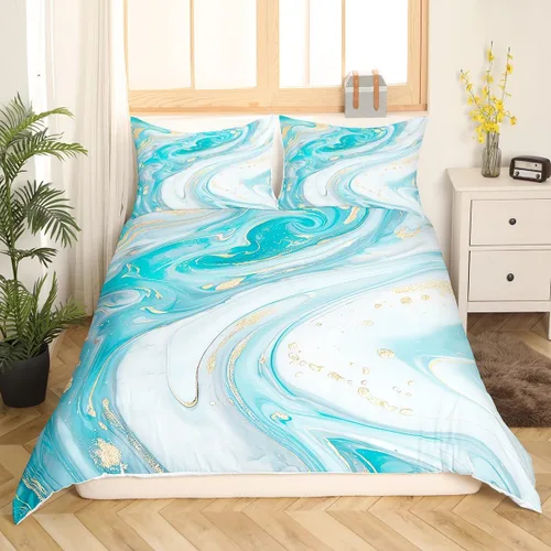 Vista 28 de Funda nórdica de mármol rosa tamaño individual para mujeres adultas y niñas con temática de arte abstracto Juego de ropa de cama