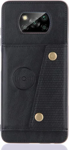 Vista 7 de Funda con tarjetero para Xiaomi Poco X3/X3 NFC/X3 Pro, parte trasera con piel sintética plegable doble hebilla multifunción bolsa para tarjetas