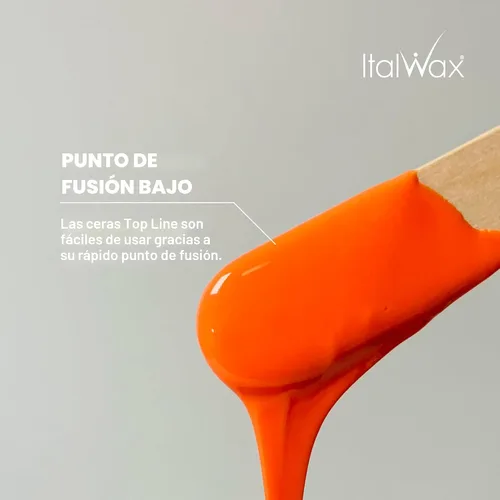 Vista 3 de Italwax Top Line Cera Dura Coral 1.65 lb (750g) – Textura Cremosa Naranja Intensa con Agarre Fuerte, Ideal para Bikini y Cabello Grueso, Aplicación