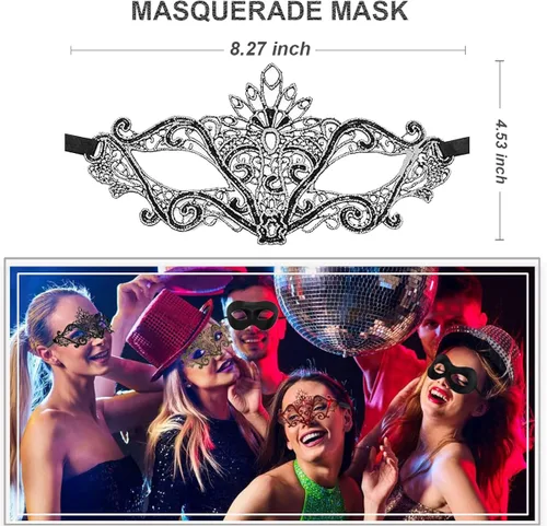 Vista 5 de Máscara de máscaras para mujeres parejas y hombres máscara para carnaval Halloween máscara de ojos de encaje para fiesta baile de graduación bar