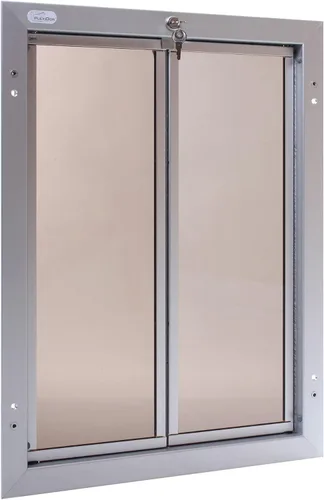 Vista 9 de PlexiDor Performance Pet Doors for Dogs and Cats - Puerta de perro con cerradura y llave - Plata, tamaños grandes Door-mount, lock and key