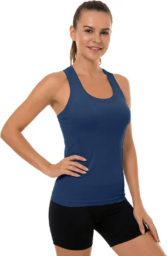 Vista 61 de MathCat Camisetas de entrenamiento para mujer, sin costuras, básicas, sin mangas, con espalda cruzada, atlética, yoga, correr, uso diario