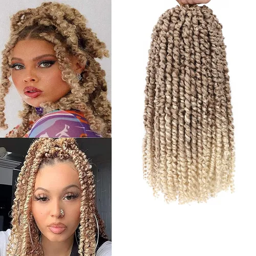 Vista 17 de Cabello Corto PassionTwist de 8 Pulgadas Cabello Pre-retorcido Passion Twists Cabello de Ganchillo Pre-enrollado Cabello Rizado de Ganchillo para 1b