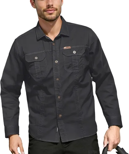 Vista 6 de Camisas de vestir de manga larga con botones y ajuste regular para hombre con bolsillos