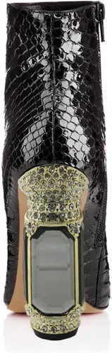Vista 29 de FSJ Botas de tacón alto con punta puntiaguda para mujer, con tacón alto, con cremallera lateral brillante, estilo casual, para uso diario, zapatos