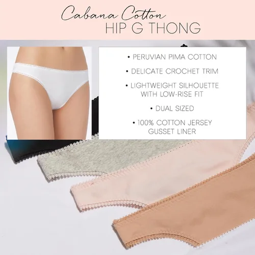 Vista 3 de OnGossamer Women's Ongossamer Womens Cabana Cotton Hip Thong Panties Negro