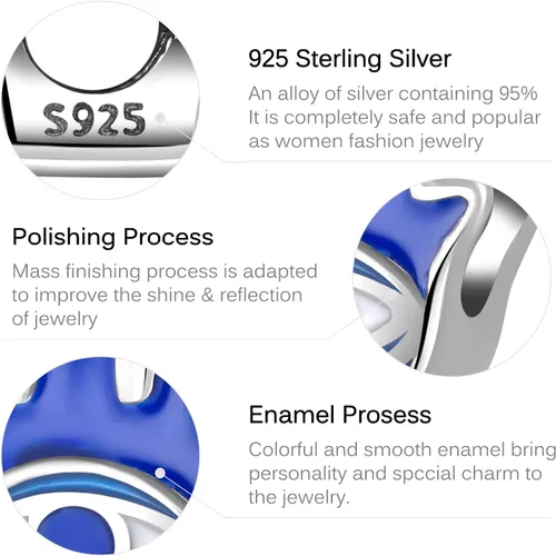 Vista 5 de AIEGNOS Dijes contra el mal de ojo de plata de ley 925 para pulsera y collar